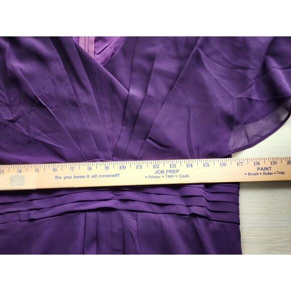 DRESS-Plum Purple-Lined-Flared Sleeves-V-Neck-Midi Length-Size XXL - Picture 7 of 8